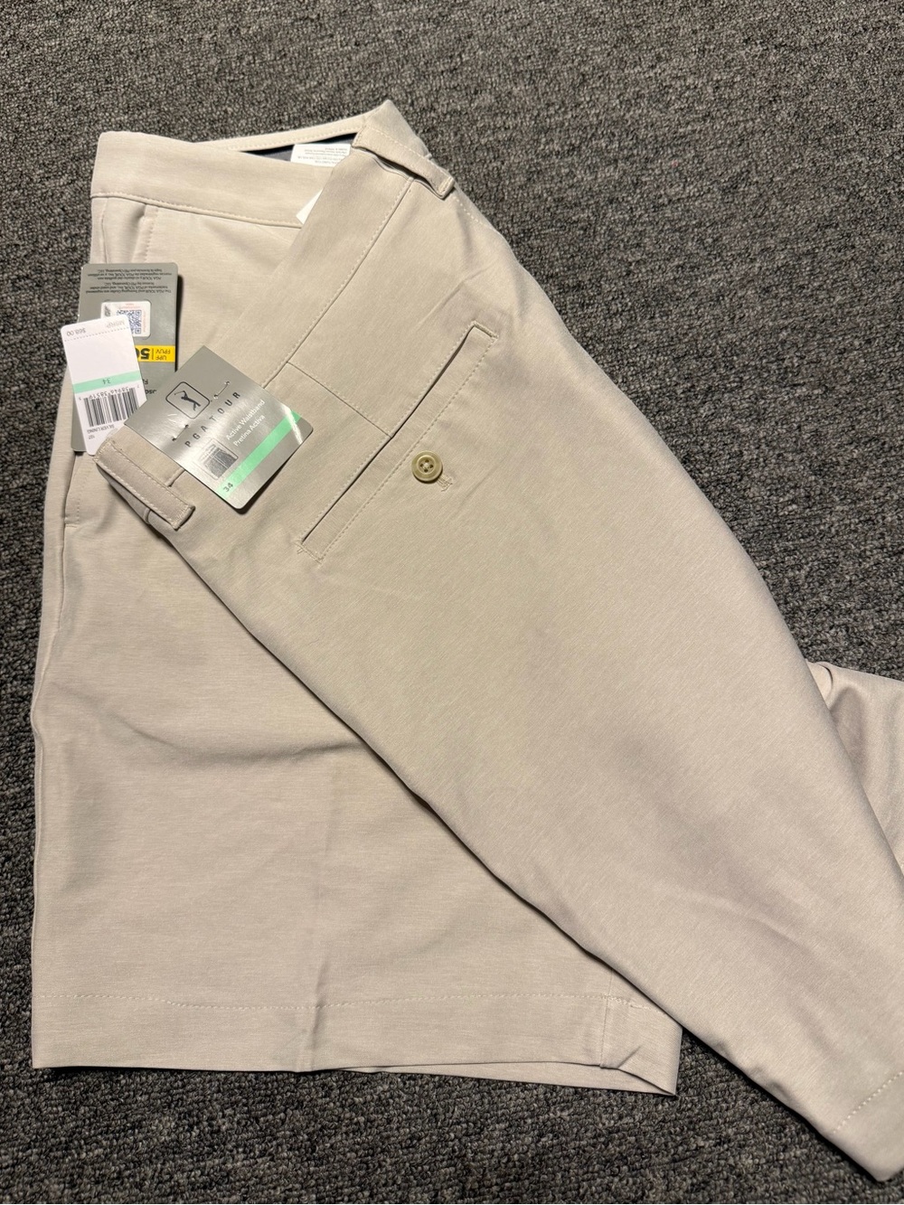 PGA Tour Men's Classic Stretch Khaki Pants - Beige Sz 34 NWT retail $68